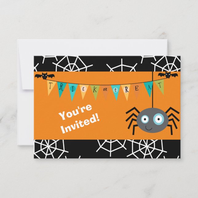 Cartoon Spider Halloween Kids Party Einladung (Vorderseite)