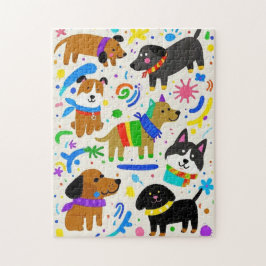 Cartoon spielerische Welpen Puzzle