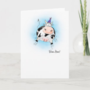 Cartoon Springy Cow Woo-Hoo Geburtstag Karte
