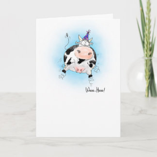 Cartoon Springy Cow Woo-Hoo Geburtstag Karte