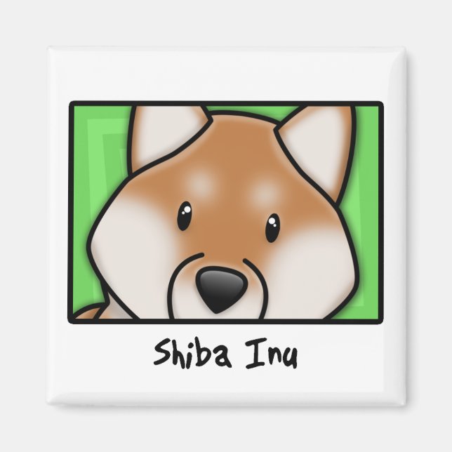 Cartoon Square Shiba Inu Magnet (Vorne)