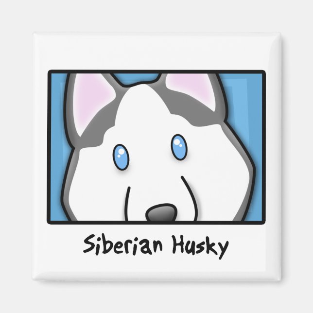 Cartoon Square Siberian Husky Magnet (Vorne)