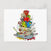 Cartoon "Stack of Dirty Geschirrs"