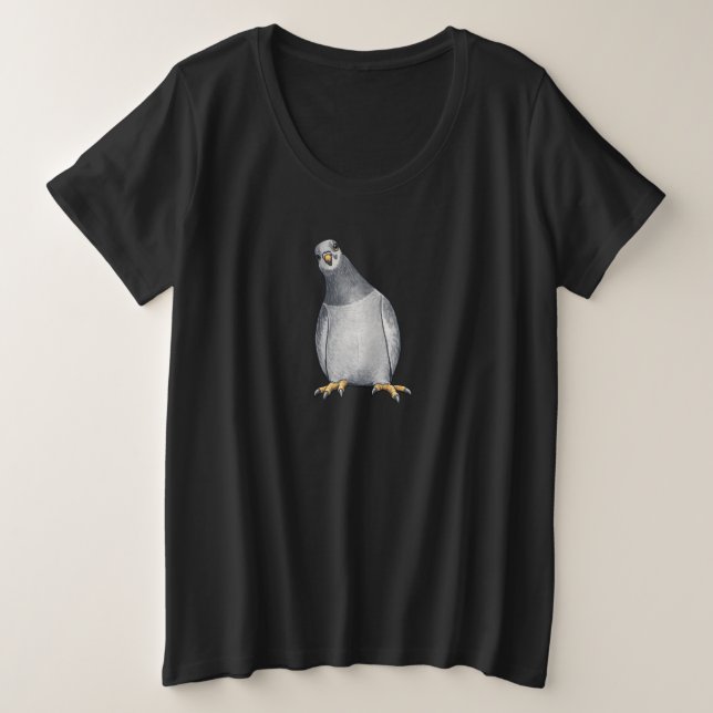 Cartoon-Stadttaube Große Größe T-Shirt (Design vorne)