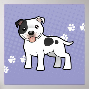 Cartoon Staffordshire Bull Terrier Poster