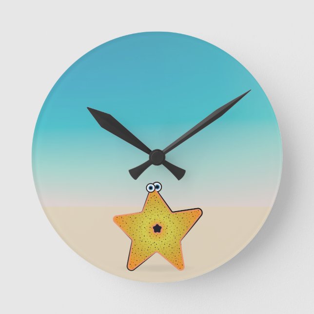 Cartoon Starfish Runde Wanduhr (Vorderseite)