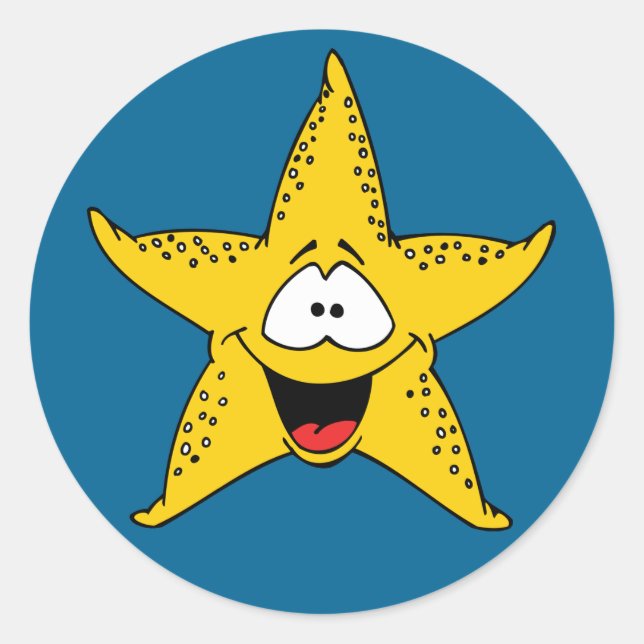 Cartoon Starfish Runder Aufkleber (Vorderseite)