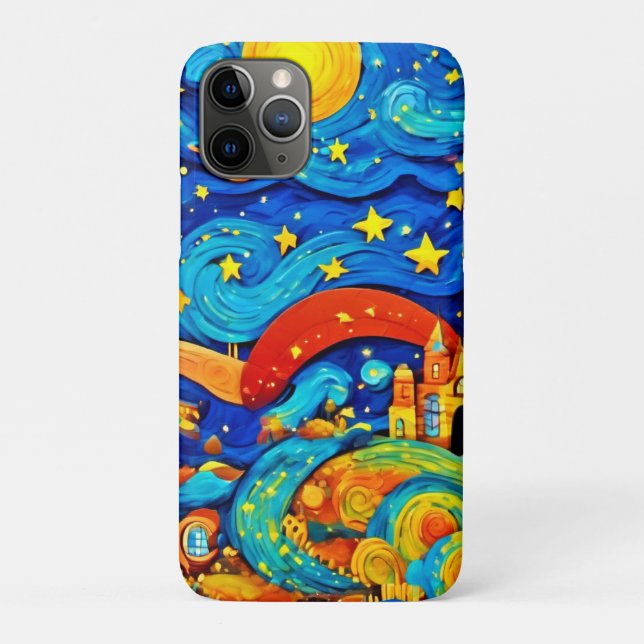 Cartoon Starry Night Kunst Case-Mate iPhone Hülle (Rückseite)