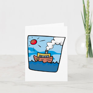 Cartoon Steamship auf Ocean Waves Nautic Art Karte