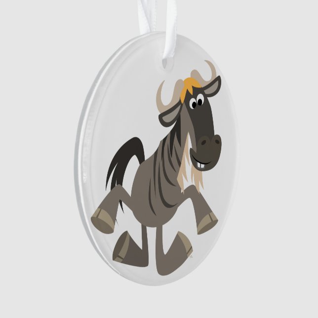 Cartoon Steche Tanzen Wildebeest Akrylorische Orna Ornament (Vorderseite)
