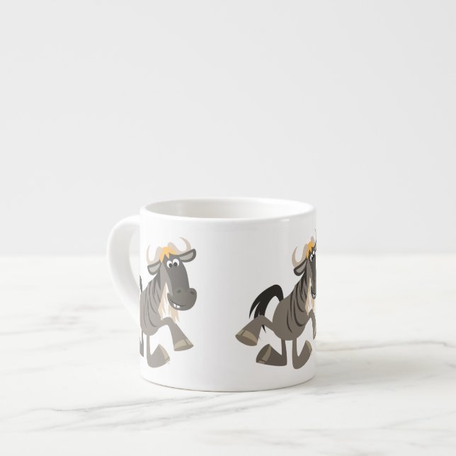 Cartoon Steche Tanzen Wildebeest Espresso Tasse (Vorderseite Links)