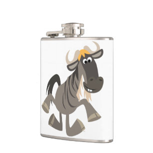 Cartoon Steche Tanzen Wildebeest Hippie Flasche Flachmann