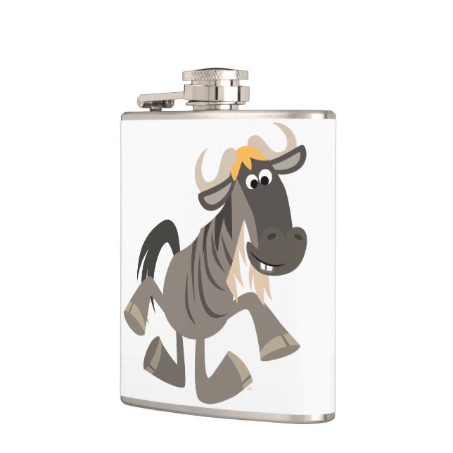 Cartoon Steche Tanzen Wildebeest Hippie Flasche Flachmann (Links)