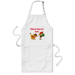 Cartoon Steer and Rooster Long Apron Lange Schürze