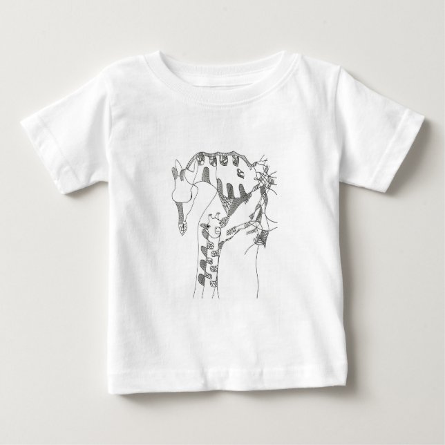 Cartoon stick figure giraffe mom and son T-shirts (Vorderseite)