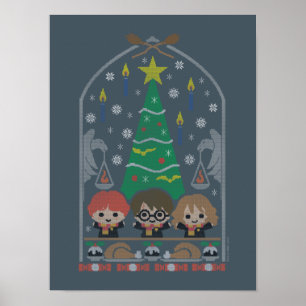 Cartoon-Stickerei HOGWARTS™ Weihnachtsfest Poster