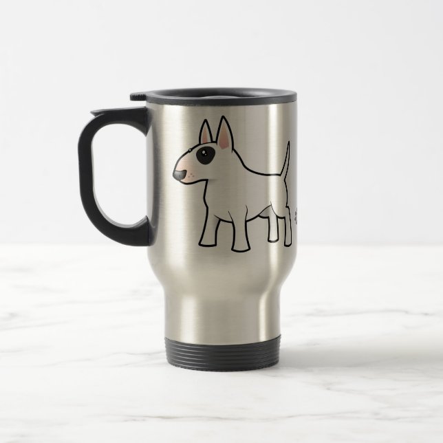 Cartoon-Stier-Terrier Reisebecher (Links)