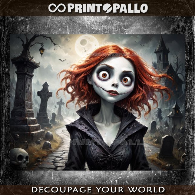 Cartoon-Stil gruselige Girl in Halloween-Stimmung Seidenpapier (Von Creator hochgeladen)