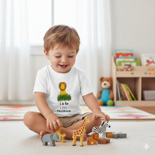 Cartoon-Stil L steht für Löwe Alphabet-Baby-T-Shir Baby T-shirt