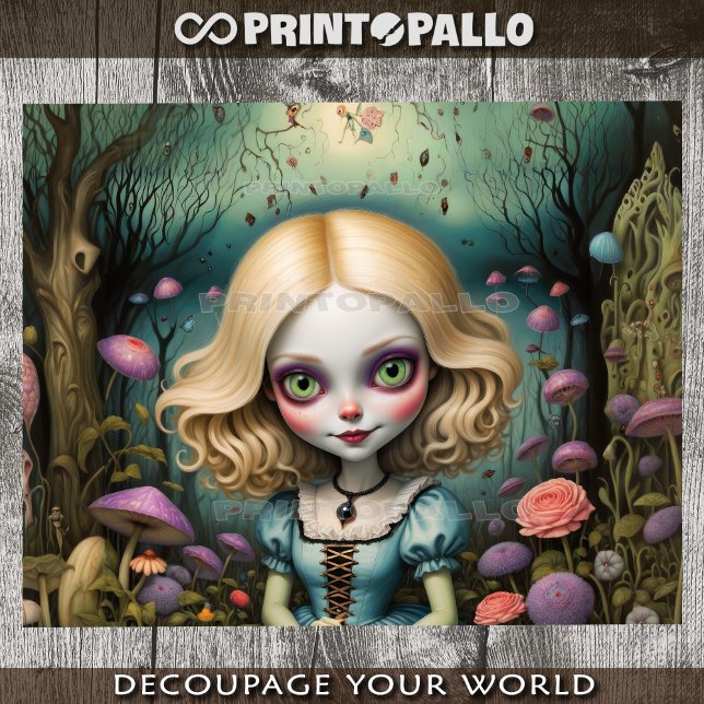 Cartoon Stil psychedelische Alice im Wunderland Seidenpapier (Von Creator hochgeladen)