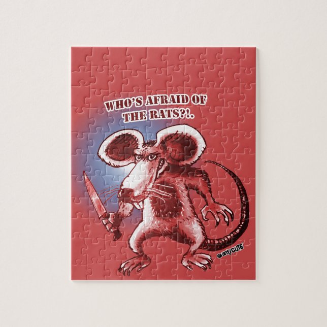 Cartoon-Stil wütend Rattenmesser Puzzle (Vertikal)