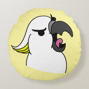 Cartoon-Stilcockatoo mit Text Rundes Kissen
