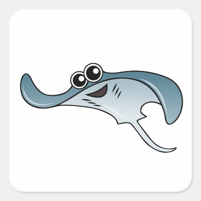 Cartoon Stingray Quadratischer Aufkleber (Vorderseite)