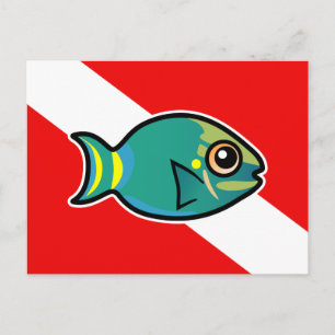 Cartoon Stoplight Parrotfish Tauchflagge Postkarte