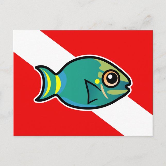 Cartoon Stoplight Parrotfish Tauchflagge Postkarte (Vorderseite)