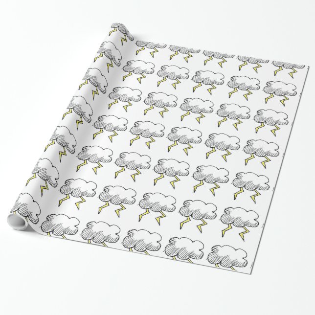 Cartoon Storm Cloud Rainy Day Design Geschenkpapier (Ungerollt)