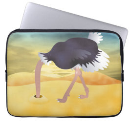 Cartoon Strauß mit Kopf in Sand Laptopschutzhülle