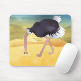 Cartoon Strauß mit Kopf in Sand Mousepad