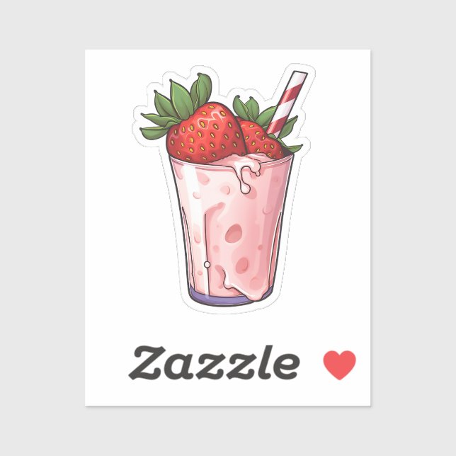 Cartoon strawberry milkshake aufkleber (Blatt)