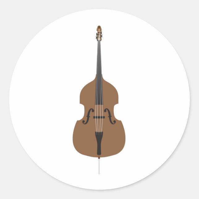 Cartoon Style Double Bass Runder Aufkleber (Vorderseite)