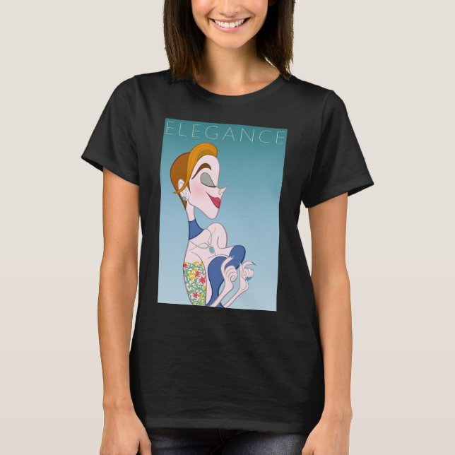 Cartoon Style Elegante Frau T-Shirt (Vorderseite)