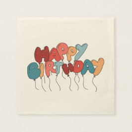 Cartoon Style Happy Birthday Balloon Letters Serviette