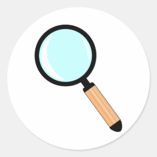 Cartoon Style Magnifying Glass Runder Aufkleber
