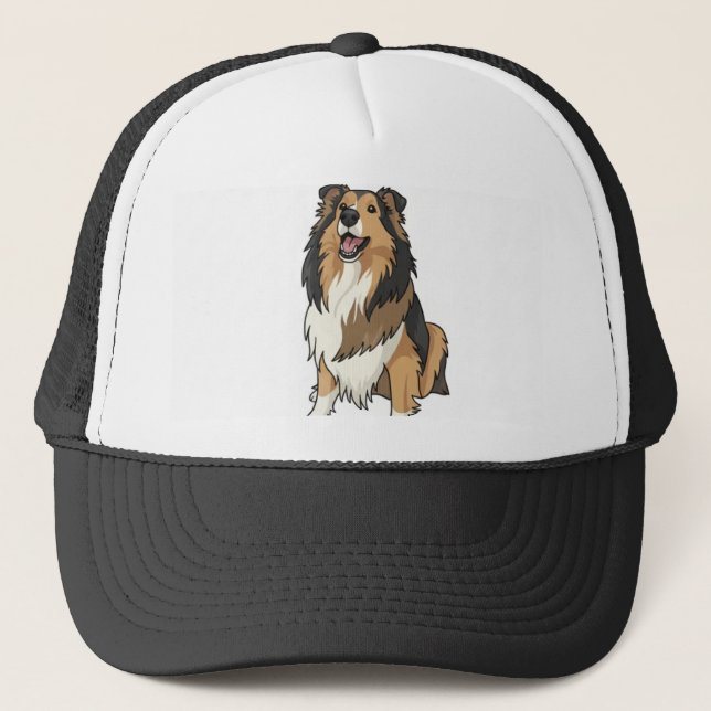 Cartoon style Sheltie Truckerkappe (Vorderseite)