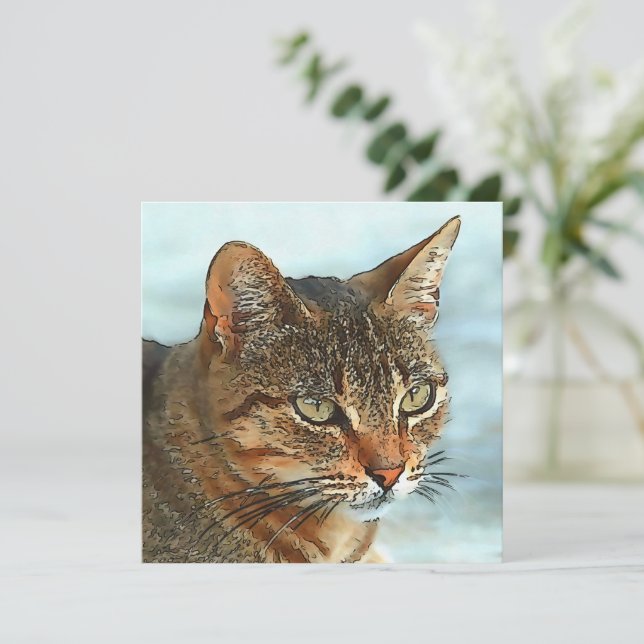 Cartoon Style Tabby Cat RB Feiertagskarte (Stehend Vorderseite)