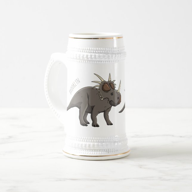 Cartoon Styracosaurus Bierglas (Vorderseite Links)