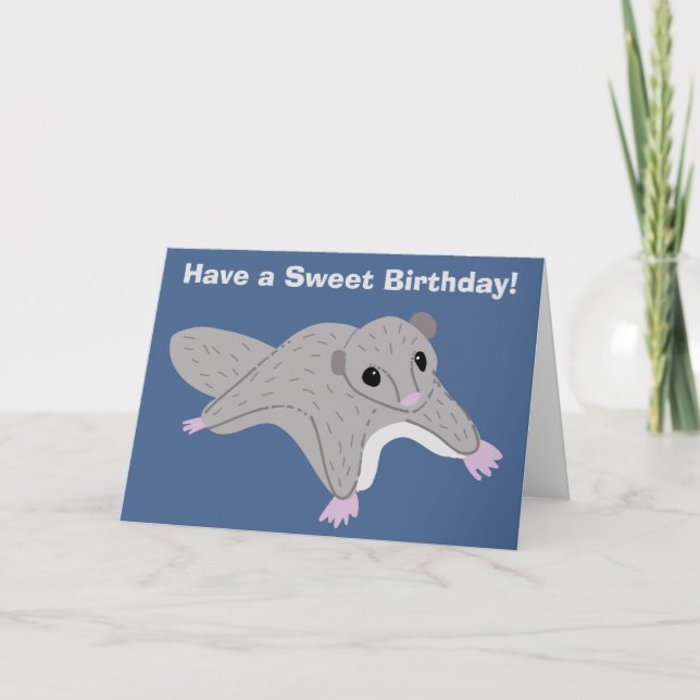 Cartoon Sugar Glider Illustration Custom Birthday Karte (Vorderseite)