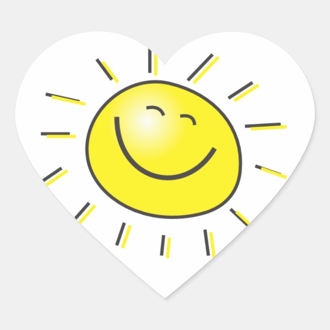 Cartoon Sun Heart Sticker (Vorderseite)
