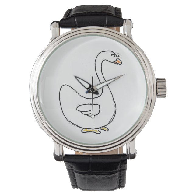 Cartoon Swan Graceful White Bird Design Armbanduhr (Vorderseite)