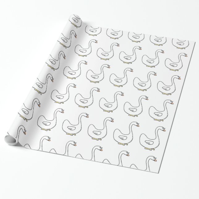 Cartoon Swan Graceful White Bird Design Geschenkpapier (Ungerollt)