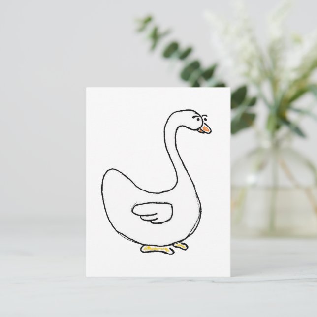 Cartoon Swan Graceful White Bird Design Postkarte (Stehend Vorderseite)