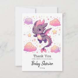 Cartoon Sweet Dragon Baby Dusche Dankeskarte