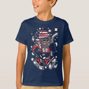 Cartoon T - Shirt American Hockey Kid