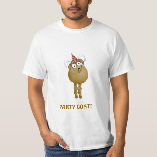 Cartoon-T - Shirt der Party-Ziege (alte Ziege) (Vorderseite)