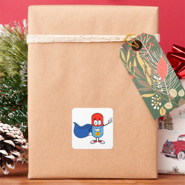 Cartoon Tablette Kapsel Quadratischer Aufkleber (Von Creator hochgeladen)