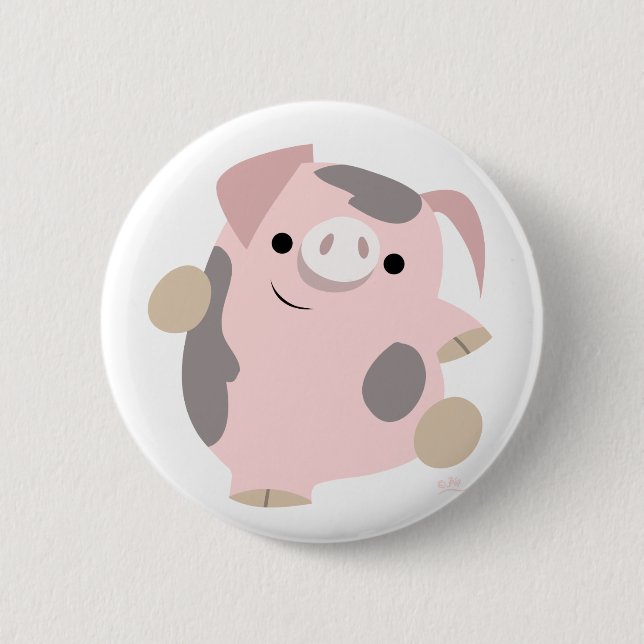 Cartoon-Tanzen-Schweinknopf-Abzeichen Button (Vorderseite)